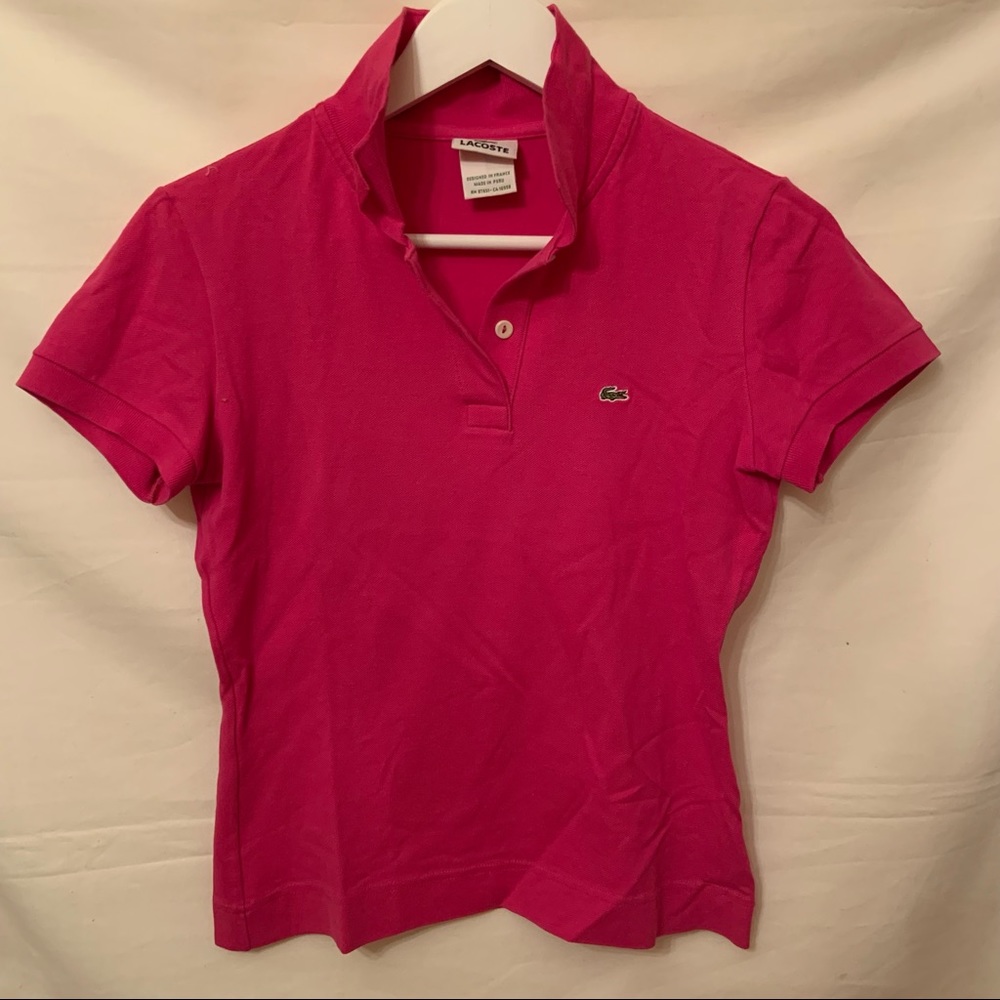 Lacoste pink polo